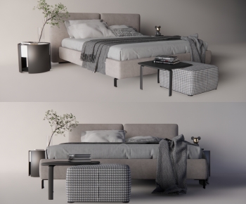 Modern Double Bed-ID:936801912