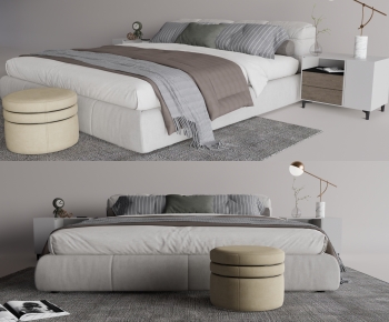 Modern Double Bed-ID:873275044