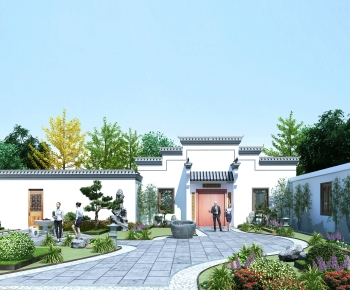中式古建徽派建筑园林景观庭院-ID:694510943