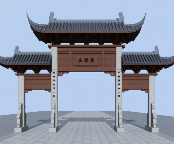 中式古建大门入口门头-ID:975614079