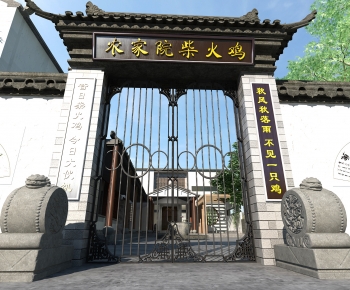 中式古典大门入口门头-ID:589910039