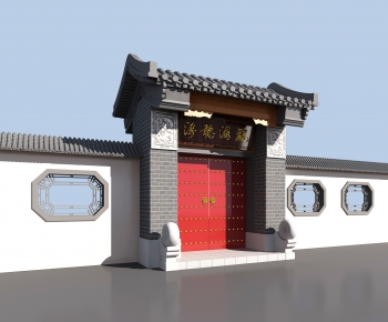 中式古建大门入口门头-ID:954509976