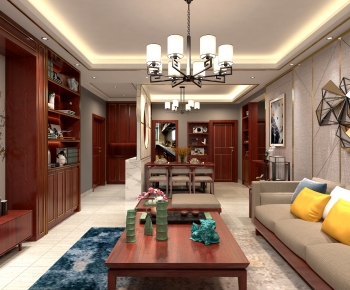 New Chinese Style A Living Room-ID:362910033