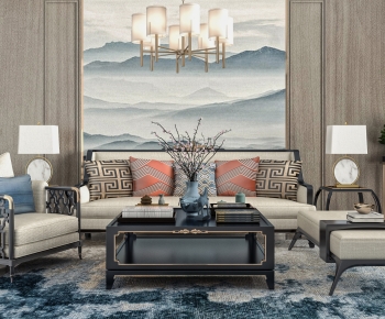 New Chinese Style A Living Room-ID:644998079