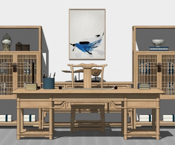 New Chinese Style Computer Desk And Chair-ID:203089957