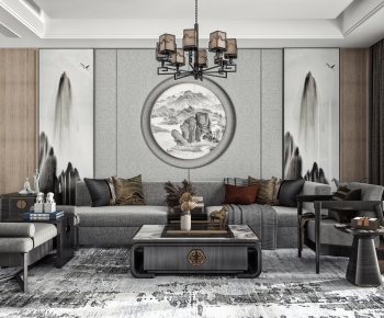 New Chinese Style A Living Room-ID:627480032