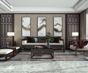 New Chinese Style A Living Room-ID:907403959