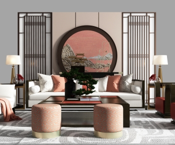 New Chinese Style Sofa Combination-ID:878433944