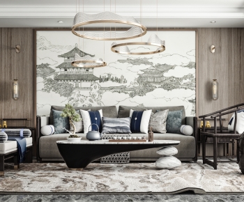 New Chinese Style A Living Room-ID:335624931