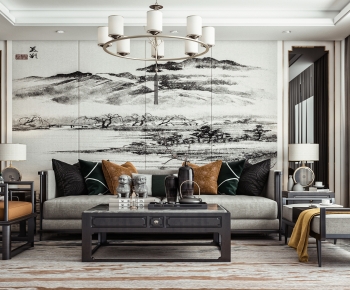 New Chinese Style A Living Room-ID:166484127