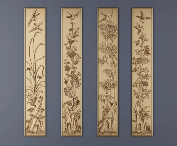 中式古典雕花,假山,花鸟,竹图案雕花-ID:853049049
