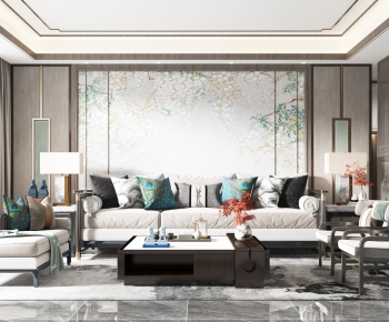 New Chinese Style A Living Room-ID:958605054