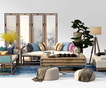 New Chinese Style Sofa Combination-ID:619906907