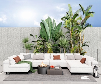 现代户外沙发、庭院沙发、景观植物-ID:677802093