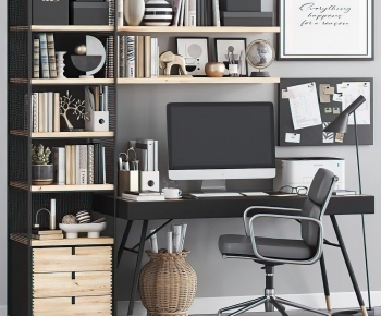 Modern Computer Desk And Chair-ID:224044085