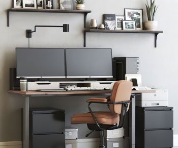 Modern Computer Desk And Chair-ID:671374083