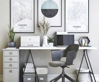 Modern Computer Desk And Chair-ID:603735922