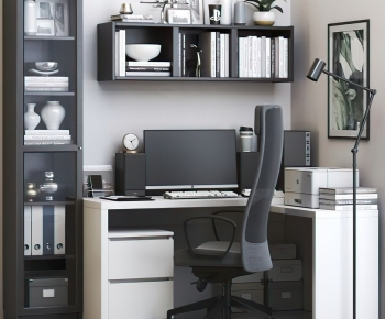 Modern Computer Desk And Chair-ID:247431041