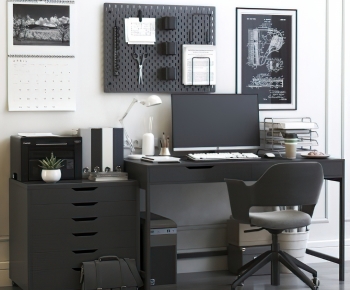 Modern Computer Desk And Chair-ID:862360008