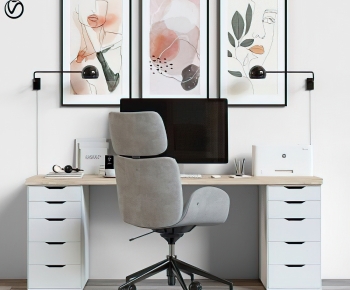 Modern Computer Desk And Chair-ID:852315904
