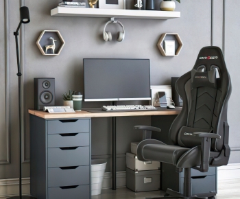 Modern Computer Desk And Chair-ID:660273081