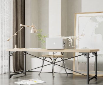 Industrial Style Computer Desk And Chair-ID:864531046