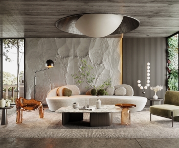 Modern Wabi-sabi Style A Living Room-ID:700412036