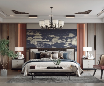 New Chinese Style Bedroom-ID:743238931