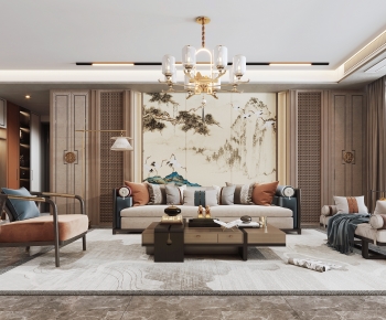 New Chinese Style A Living Room-ID:862505912