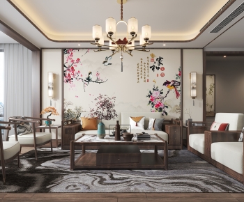 New Chinese Style A Living Room-ID:687299016