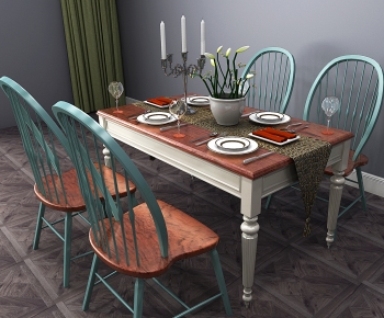 American Style Dining Table And Chairs-ID:210798036