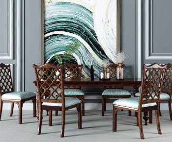 American Style Dining Table And Chairs-ID:215039383