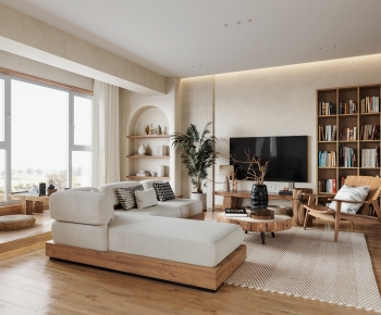 Nordic Style Wabi-sabi Style A Living Room-ID:355992083