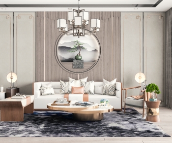 New Chinese Style A Living Room-ID:855381979