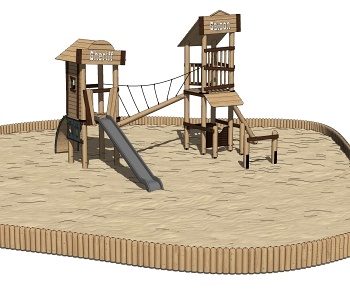 现代儿童滑梯 沙池场地 娱乐器材 游乐设施-ID:1281722