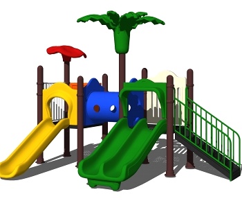 现代儿童滑梯 塑料滑梯 娱乐器材设备 游乐设施-ID:152721888