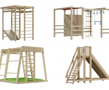 现代儿童器材 实木滑梯 攀爬架-ID:910490043
