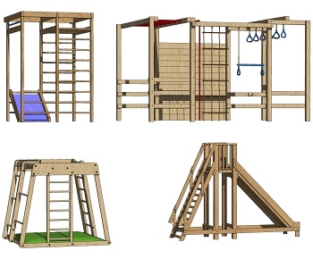 现代儿童器材组合 实木滑梯 娱乐设备 游乐设施-ID:1281707