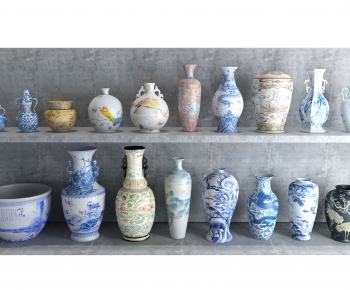 中式青花瓷花瓶摆件-ID:110291963