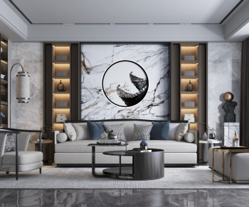 New Chinese Style A Living Room-ID:995528949