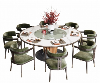 新中式圆形餐桌椅-ID:390275969
