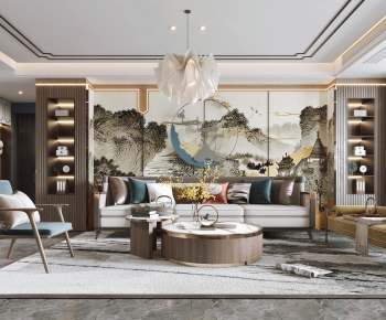 New Chinese Style A Living Room-ID:551685097