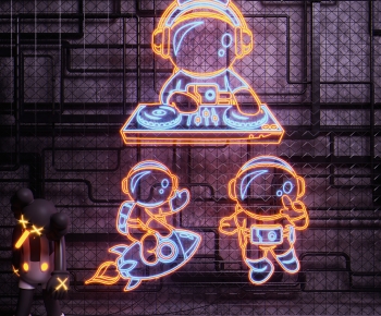 现代宇航员霓虹灯，太空人装饰灯-ID:600756888