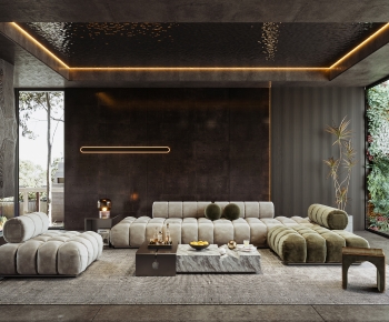 Modern Wabi-sabi Style A Living Room-ID:346571929