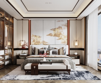 New Chinese Style Bedroom-ID:248656996