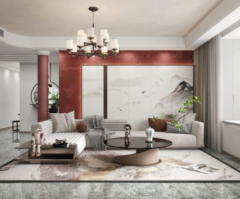 New Chinese Style A Living Room-ID:917599922