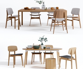 北欧原木餐桌椅组合-ID:118119008