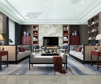 New Chinese Style A Living Room-ID:396054983