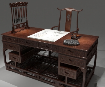 Chinese Style Computer Desk And Chair-ID:504755023