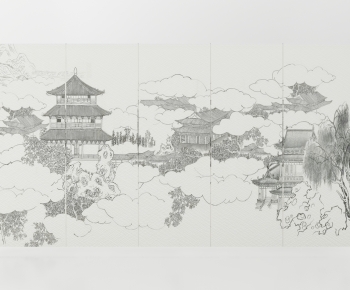 新中式背景墙-ID:176906114